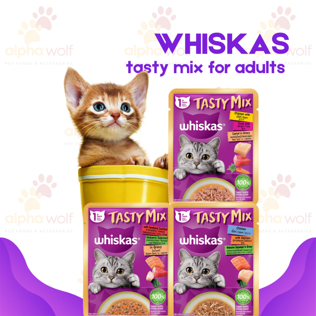 Whiskas Pouch Wet Cat Food 80g Plain 70g Tasty Mix