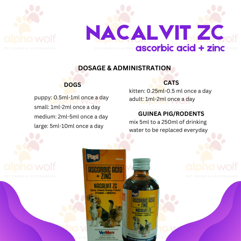 PAPI NACALVIT ZC (Ascorbic Acid + Zinc) for Pets
