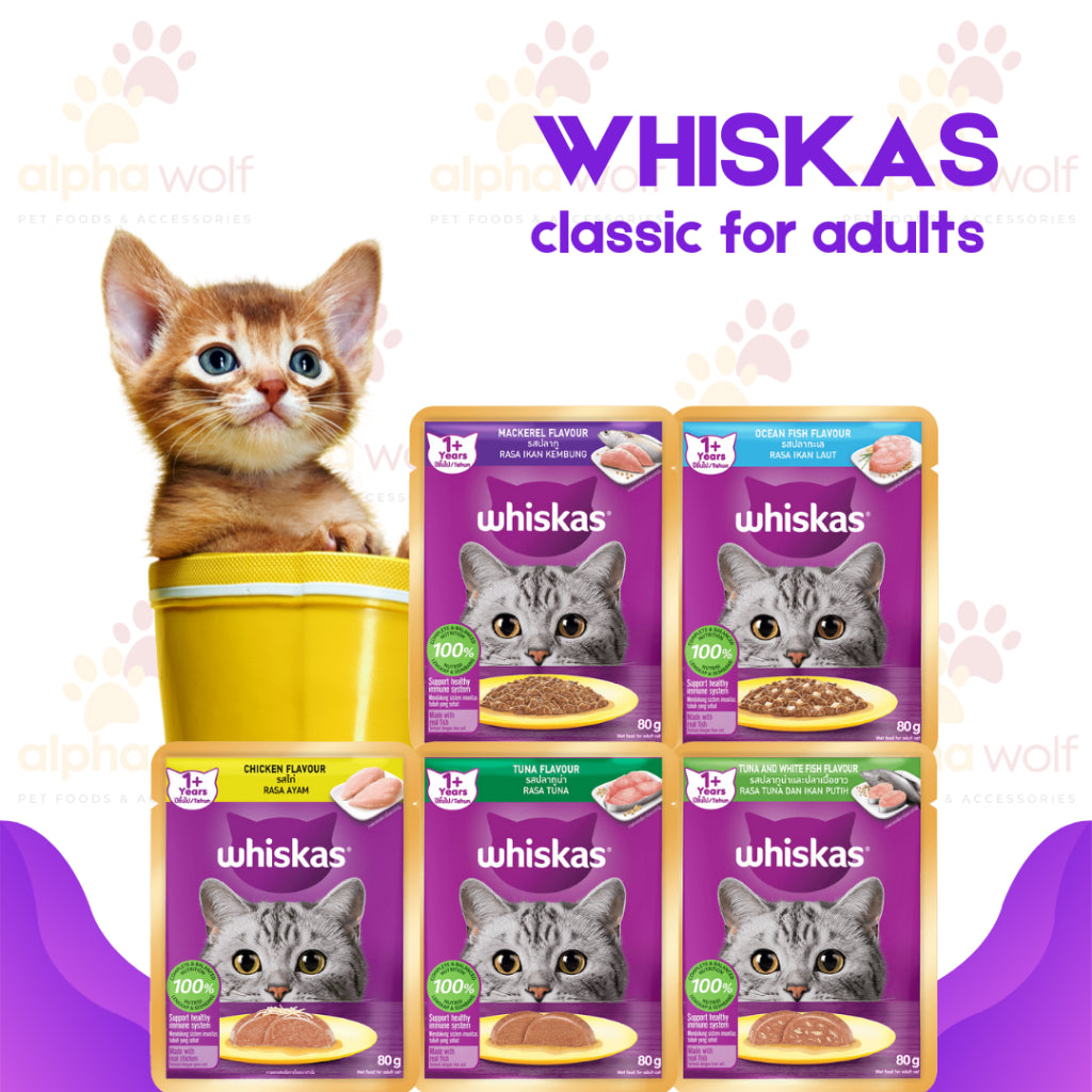 Whiskas Pouch Wet Cat Food 80g Plain 70g Tasty Mix