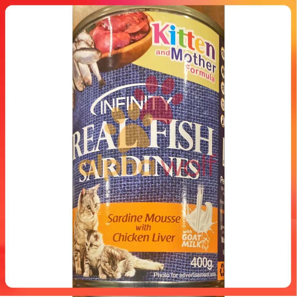 Infinity Real Fish Sardines Kitten & Adult Wet Cat Food in Can 400g