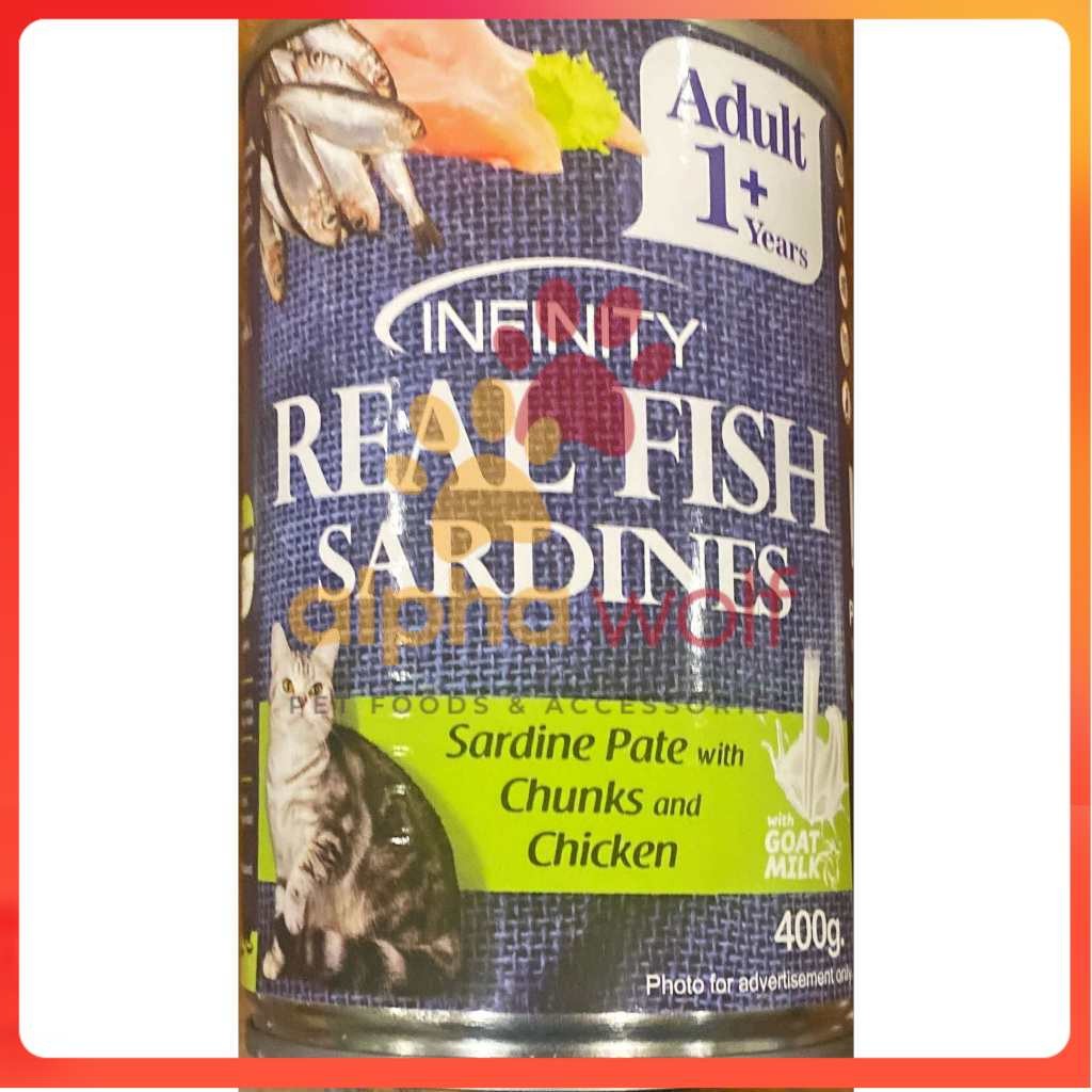 Infinity Real Fish Sardines Kitten & Adult Wet Cat Food in Can 400g