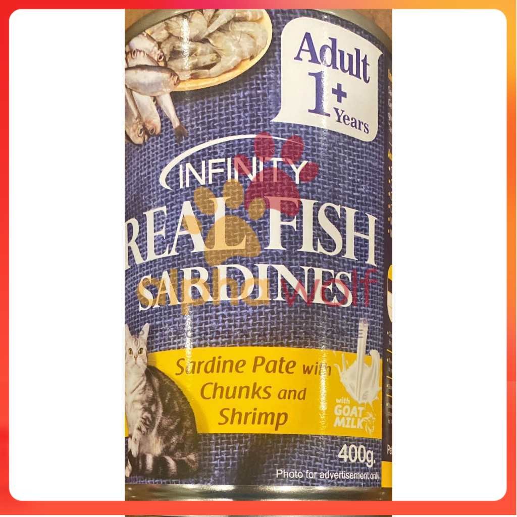 Infinity Real Fish Sardines Kitten & Adult Wet Cat Food in Can 400g