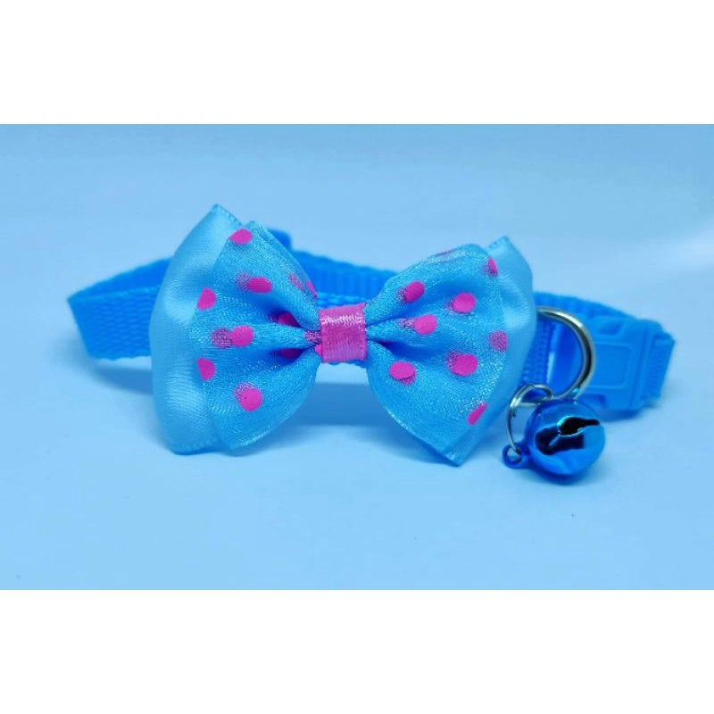 Dog and Cat Ribbon with Spot Collar with Bell Safety Buckle