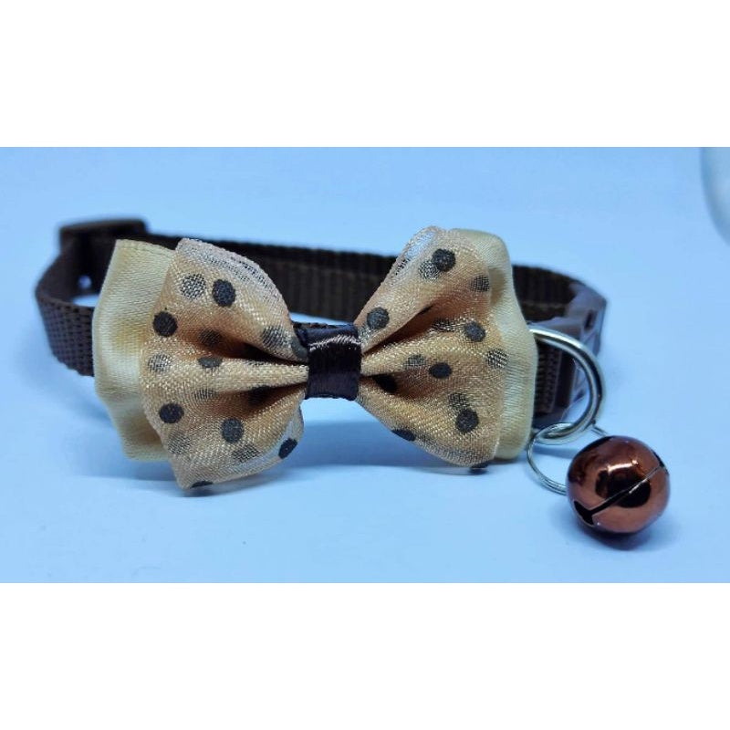 Dog and Cat Ribbon with Spot Collar with Bell Safety Buckle