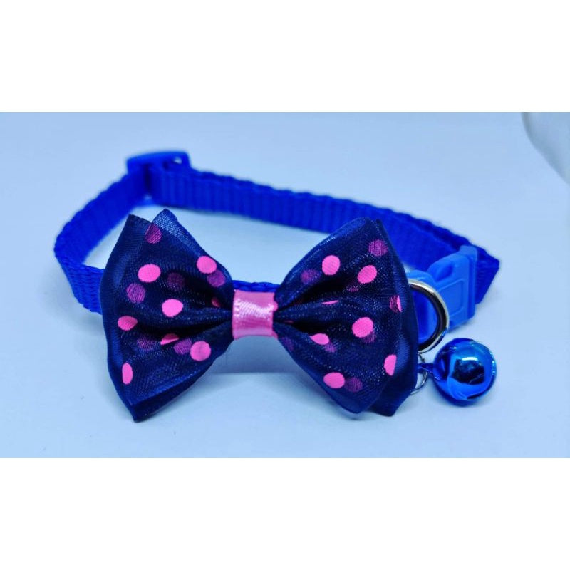 Dog and Cat Ribbon with Spot Collar with Bell Safety Buckle