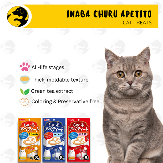 Ciao Inaba Churu Apetito Wet Cat Treats 8g x 8 Sticks Pack
