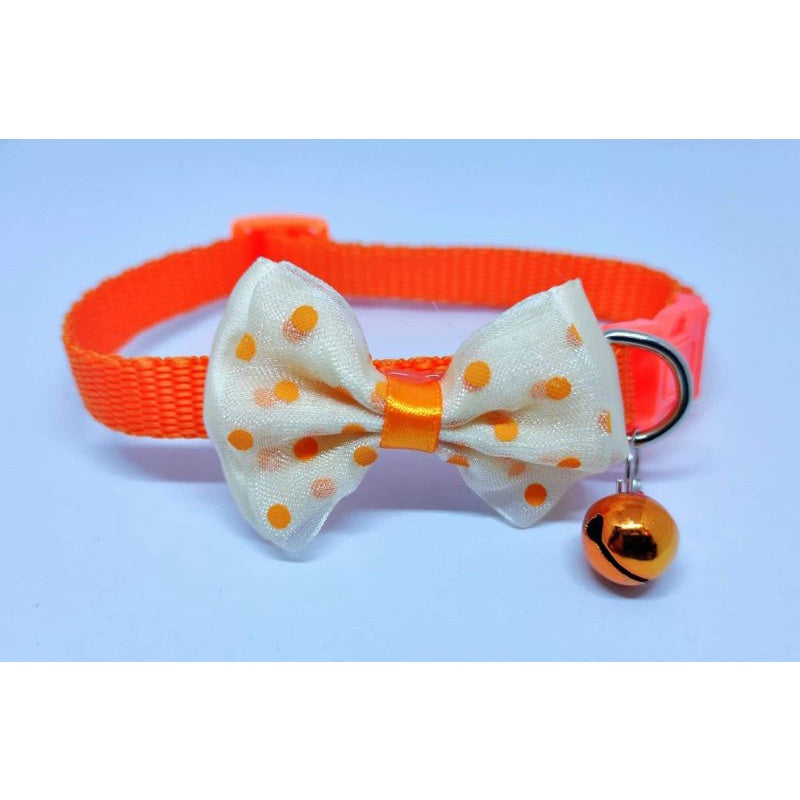 Dog and Cat Ribbon with Spot Collar with Bell Safety Buckle