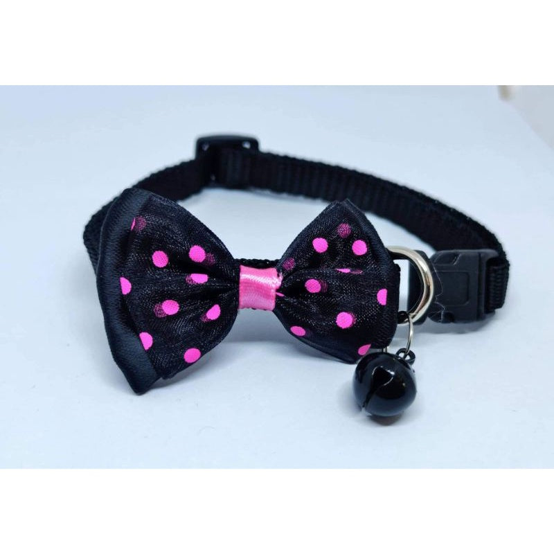 Dog and Cat Ribbon with Spot Collar with Bell Safety Buckle