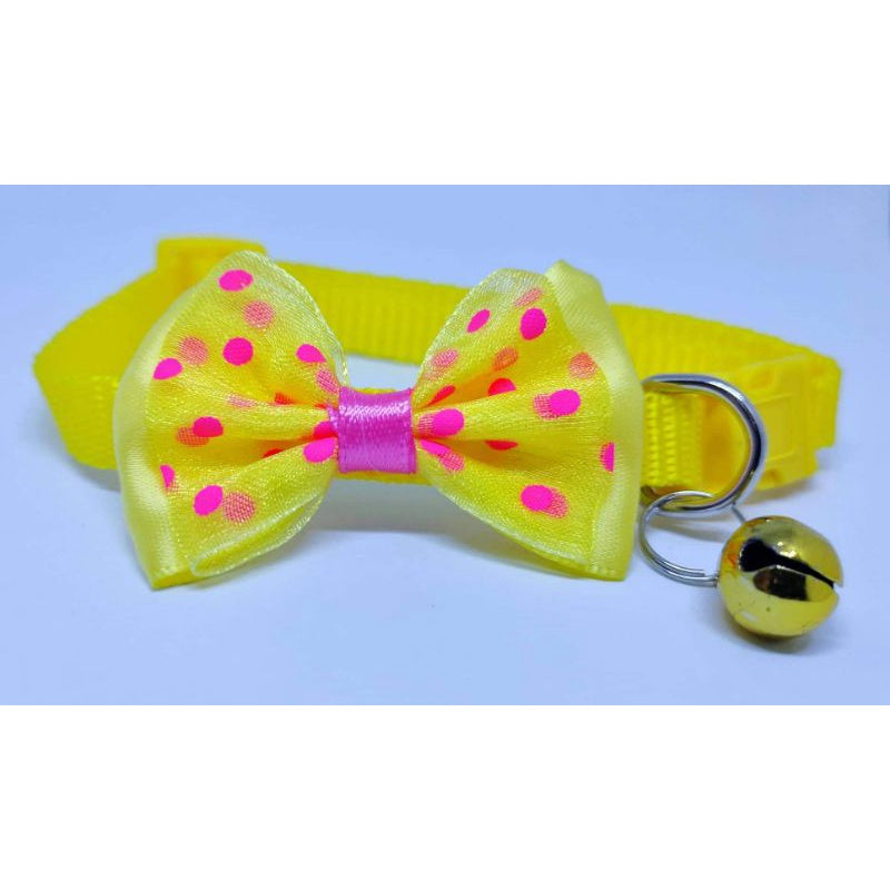 Dog and Cat Ribbon with Spot Collar with Bell Safety Buckle