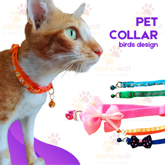 Dog and Cat Ribbon with Beads Collar with Bell Safety Buckle