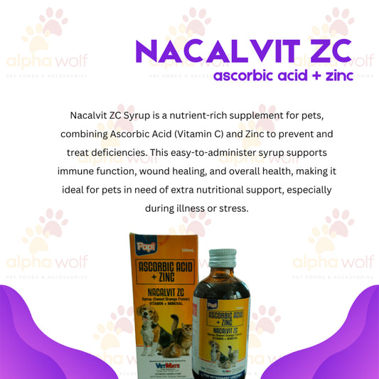 PAPI NACALVIT ZC (Ascorbic Acid + Zinc) for Pets