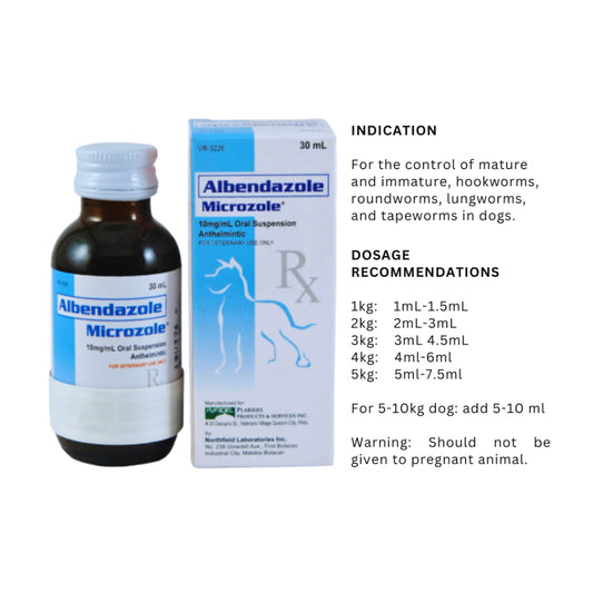 Microzole Albendazole Dewormer for Dog and Cats 30ml