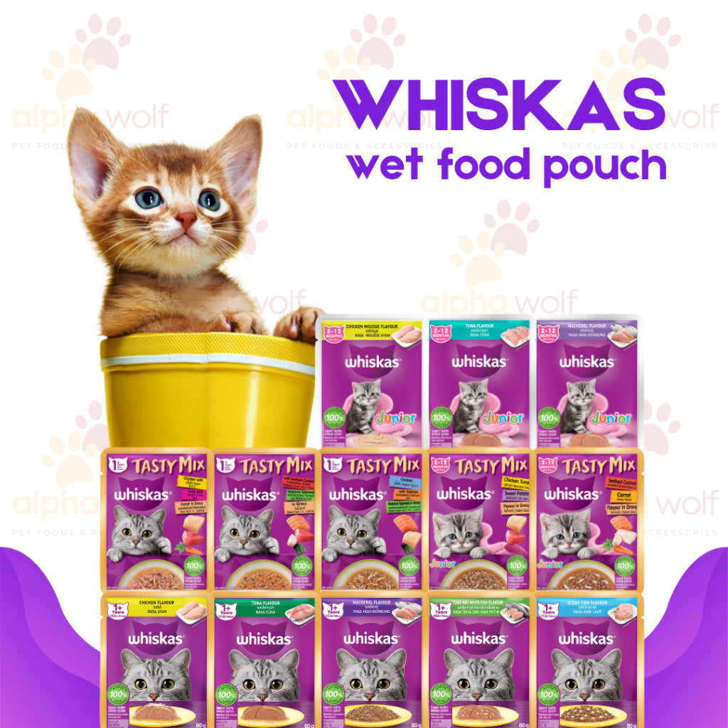 Whiskas Pouch Wet Cat Food 80g Plain 70g Tasty Mix