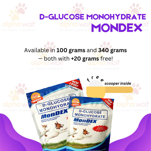 Mondex Dextrose Powder D-Glucose Monohydrate for Dogs 100grams and 360grams Meds PLA