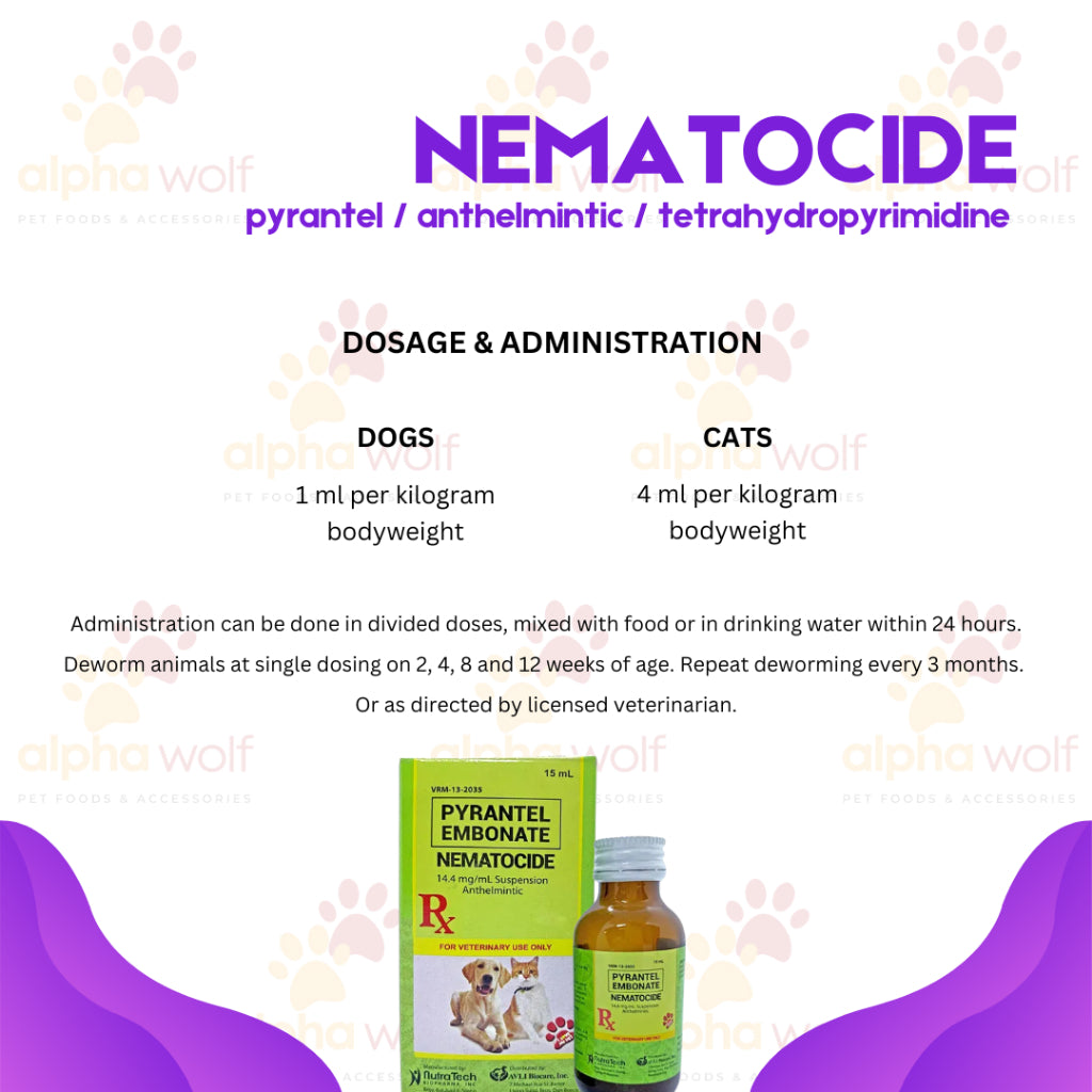 Nematocide Pyrantel Embonate Dewormer 15ml - 60ml