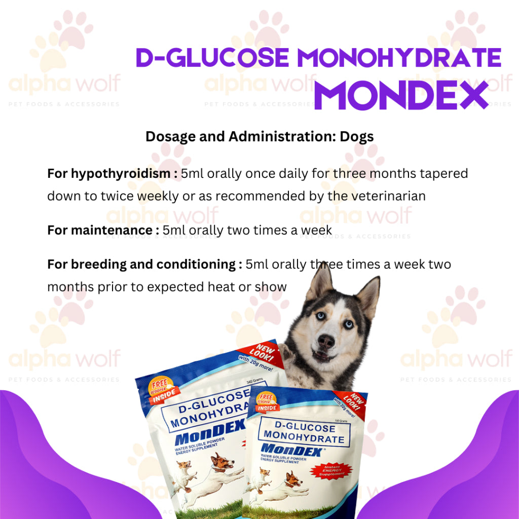 Mondex Dextrose Powder D-Glucose Monohydrate for Dogs 100grams and 360grams Meds PLA