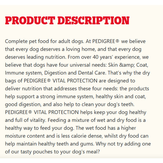 PEDIGREE Adult Dog Food in Beef & Vegetable Flavor
