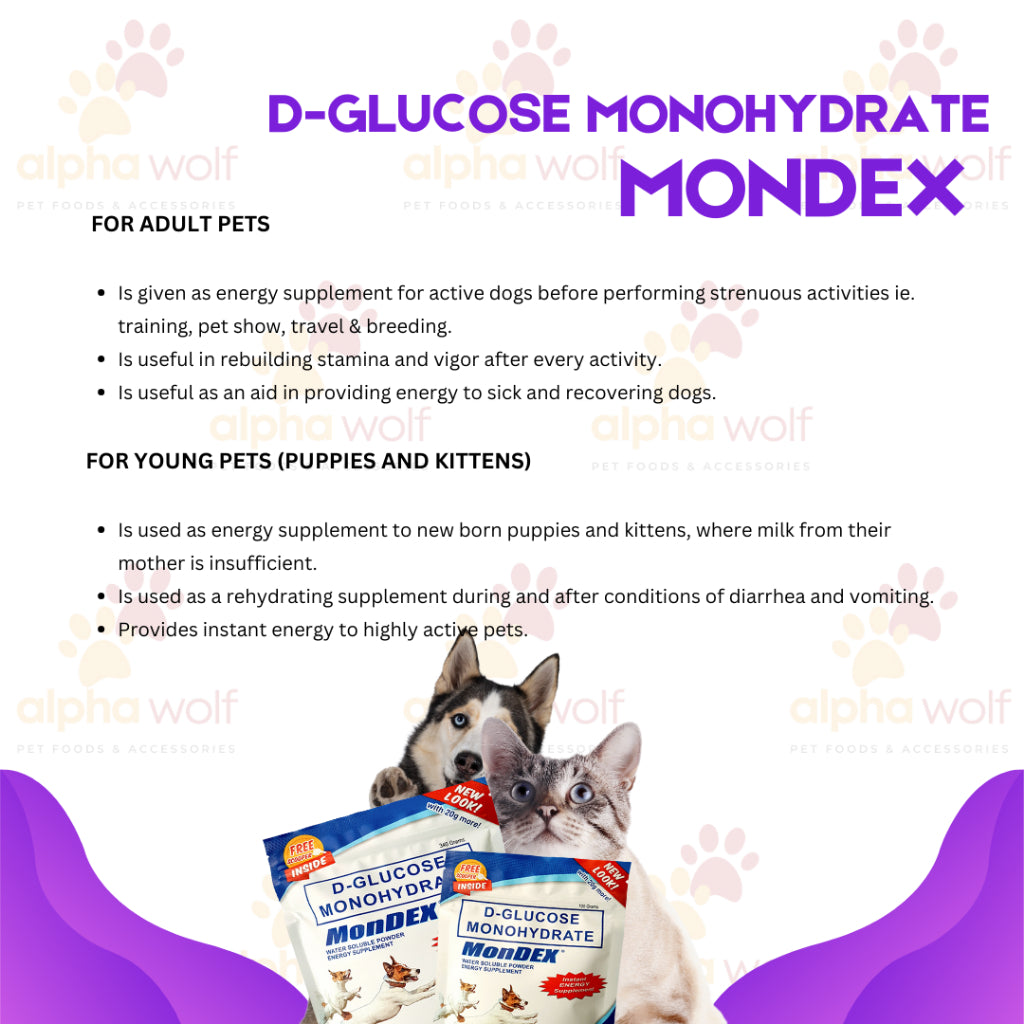 Mondex Dextrose Powder D-Glucose Monohydrate for Dogs 100grams and 360grams Meds PLA