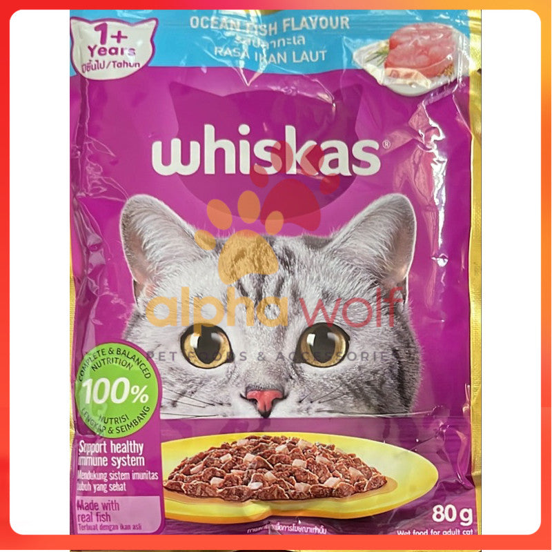 Whiskas Pouch Wet Cat Food 80g Plain 70g Tasty Mix