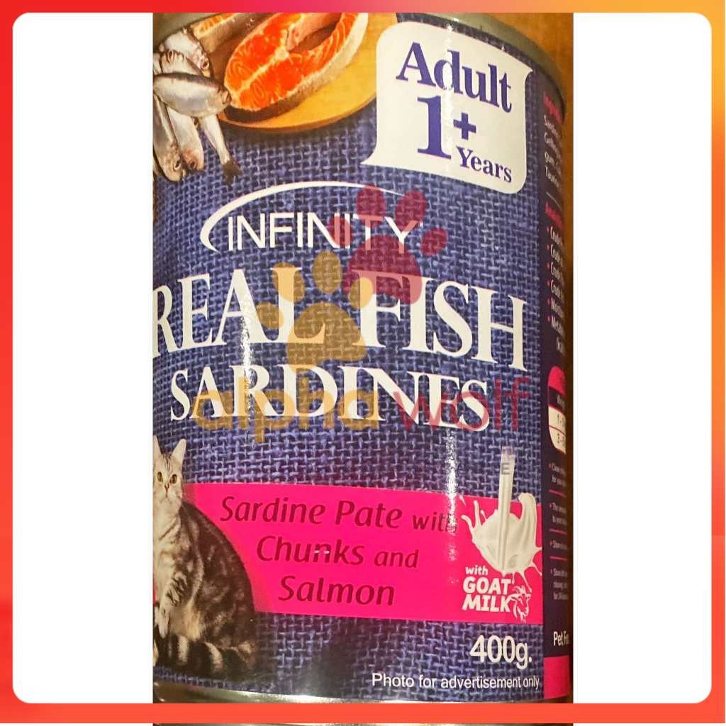 Infinity Real Fish Sardines Kitten & Adult Wet Cat Food in Can 400g