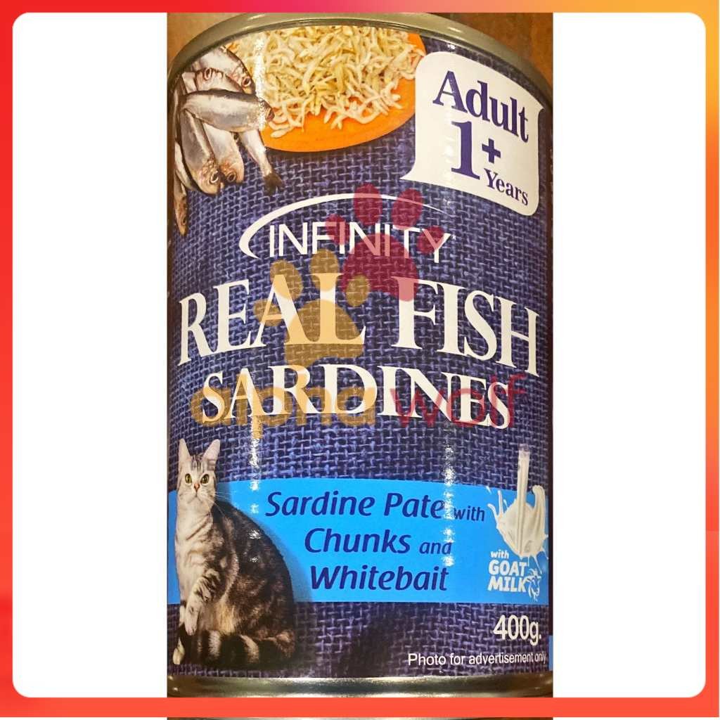Infinity Real Fish Sardines Kitten & Adult Wet Cat Food in Can 400g