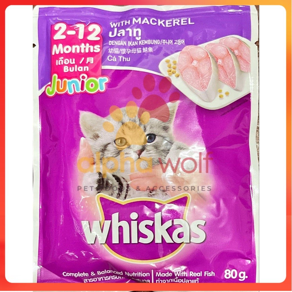 Whiskas Pouch Wet Cat Food 80g Plain 70g Tasty Mix