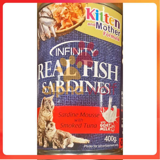 Infinity Real Fish Sardines Kitten & Adult Wet Cat Food in Can 400g